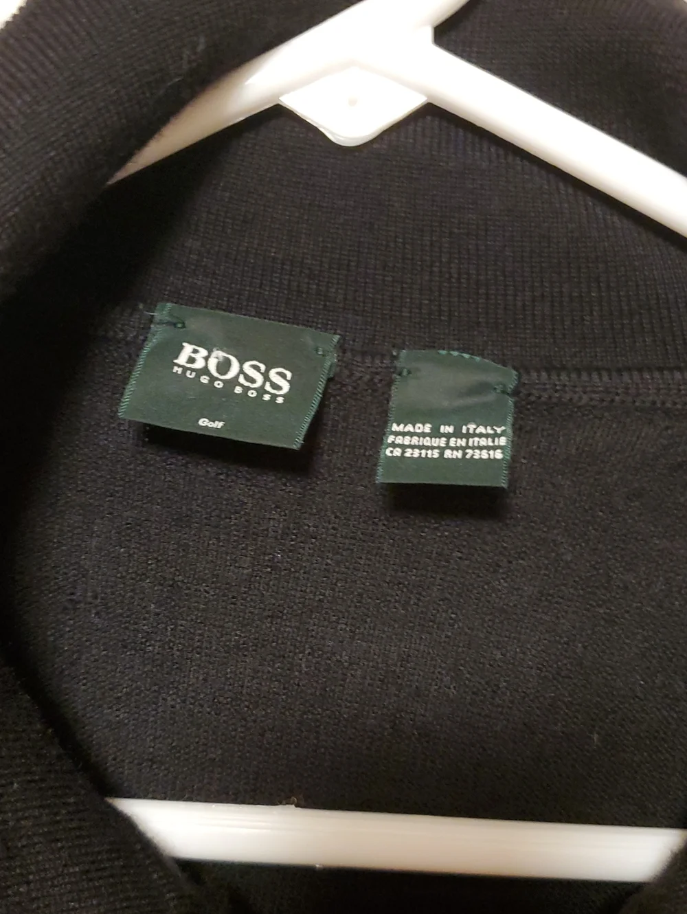 BOSS Hugo Boss Golf 100% Virgin Wool Black Polo Sweater XL Quiet Luxury Office